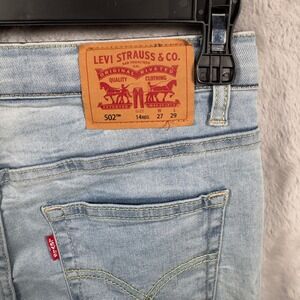 Levi 502 27x29 Womens Light Wash Distressed Denim Jeans‎ Modern